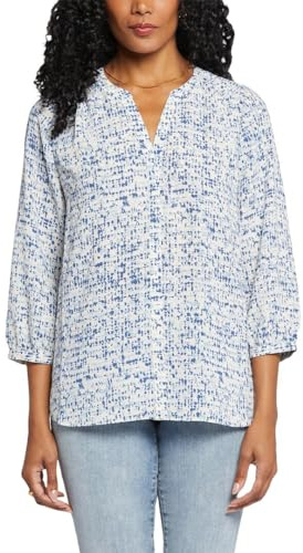 NYDJ Women's Pintuck Blouse, Waterfall Ice, S