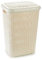 Tradineur - Cesto para Ropa Sucia con Asas y Tapa, pongotodo Rattan de plástico, Cubo para Colada, imitación Mimbre, hogar (Beige, 60 litros, 61,5 x 42,5 x 34 cm)