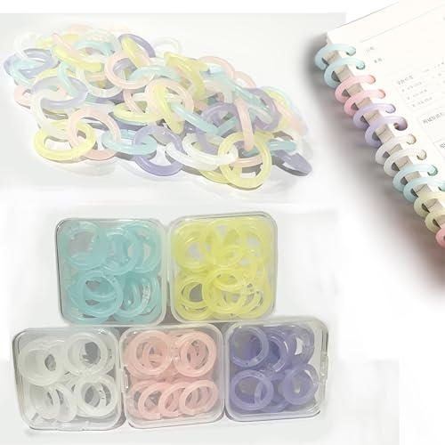 100 Pieces Plastic Binder Rings Plastic Loose Leaf Rings Multi-Color Plastic Book Rings Flexible for Cards, Document Stack and Swatches Organization School Home, or Office Use, 5 Pinkycolor (15 mm)