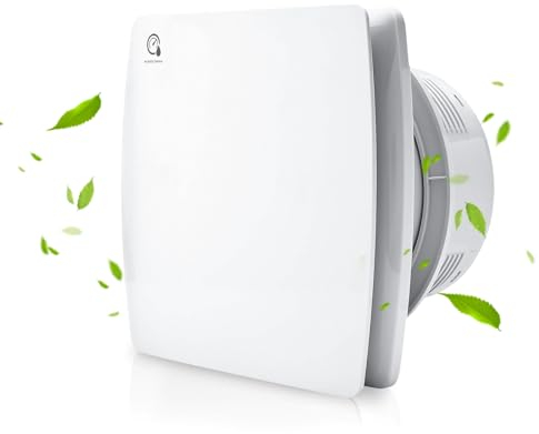 WingFly Badlüfter 100mm mit Feuchtigkeitssensor und Rückstauklappe Timer, Einstellbarer Nachlaufzeit, 95m³/h, 12 Watt / 34dB für Bad, WC, Küche, Weiß