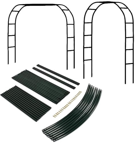 Traliccio Per Arco Da Giardino 120x220 cm ~ 350x220 cm Pergolato Robusto E Durevole In Metallo Per Rose, Prato, Feste, Cerimonie, Decorazioni Nuziali(Color:Green 25cm,Size:120x220cm/3.9x7.2ft)