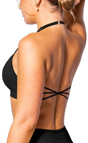 Navneet Sujetador Deportivo Mujer Espalda Descubierta Top Deportivo | Top Deportivo Mujer, Bajo impacto, Bonito diseño cruzado, Sujetador sin Espalda Ropa Deportiva