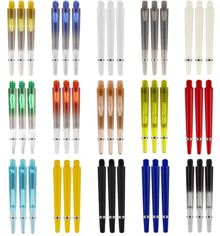 EliphonTowne 45 Pcs Dart Stems - Dart Shafts with Ring, 2BA Medium Professional Darts Shafts, Threaded Short Darts Stems, Easy to Grip 0717