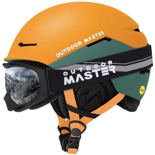 OutdoorMaster Skihelm Set,ELK MIPS Skihelm mit OTG Skibrille - MIPS Snowboard Helm Set für Männer, Frauen & Jugend
