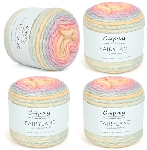 Coopay 4 x 100g Pelote de Laine à Tricoter Dégradée, Fil Debutant Super Doux, Laine Crochet Tricot pour Élégant Pull, Écharpe, Bonnet - Macaron