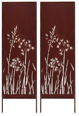 Kapaga - 2x Sichtschutz Metall - 160x50 cm - Edelrost - Rostoptik, Patina
