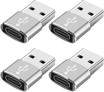 YCSONLY 4 Pack USB-C to USB Adapter, USB-Type-C Female to USB Male Converter for Laptops, Tablets and Smartphones, Car Charger Adapter