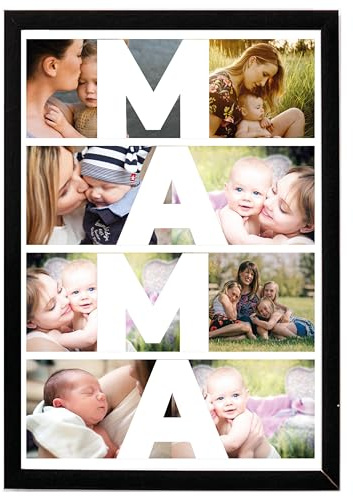 Genérico Marco de Fotos Personalizado MAMA con Collage de 8 Fotos, Regalo para Día de la Madre y Cumpleaños (Negro)