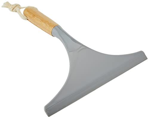 Addis Shower Window Squeegee Made From Naturally Sterile Bamboo And An Iron-Style Blade, Grey/Wood, 25.5 x 23 x 7 cm