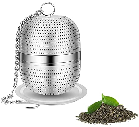 iJiZuo Tea Infuser for Loose Tea, Stainless Steel Tea Infuser Mesh Tea and Herb Ball Strainer, Tea Ball Strainers Infuser with Drip Trays, for Loose Leaf Tea, Herbal Tea, Mugs Teapots Spice