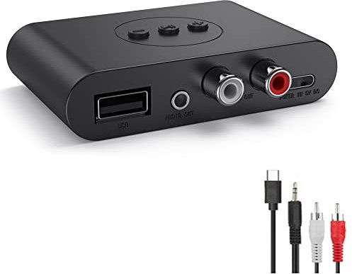 EBOOBA RéCepteur Audio Bluetooth 5.2 Clé USB NFC RCA 3,5 Mm AUX USB la Musique StéRéO Adaptateur avec Microphone