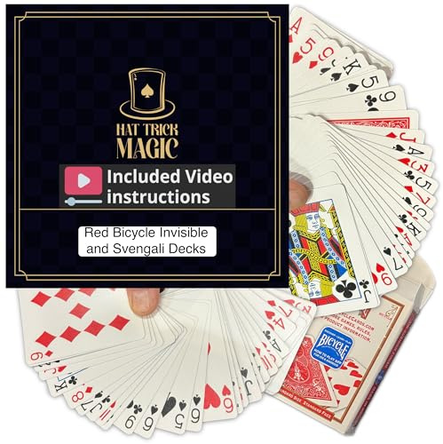 Hat Trick Magic Card Illusions for Beginner to Professional Wizards - Appearing, Teleporting, Transforming Miracles (Red Invisible and Svengali Decks)