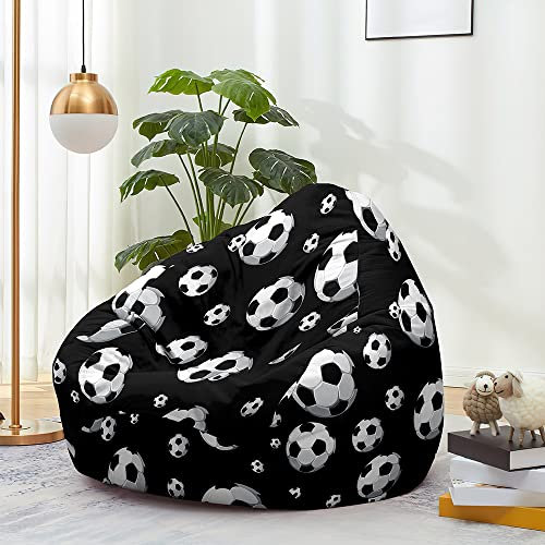 Mateju Sitzsack, Gemütlich Sitzsack Kinder, Sitzsack Erwachsene oder als Gaming Bean Bag(Ungepolstert), 3D-Weltfußball Stern Blume Garten Relaxo Sitzsack Geeignet für Lnnen Oder Außen (XL,Fußball)