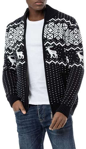 Redbridge Herren Strickjacke Norweger Strickpullover mit Reißverschluss Nayvblau XXL