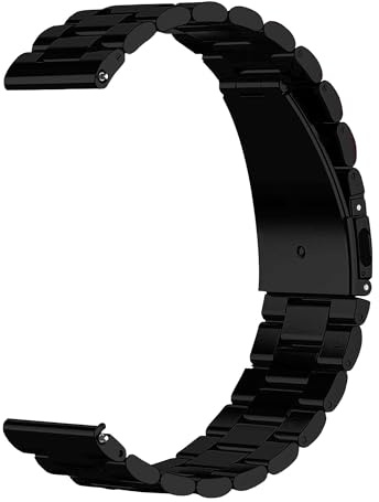 OcioDual Correa Metálica de Acero Inoxidable Negro 16mm para Reloj Inteligente - Pulsera Universal de Liberación Rápida para Smartwatch Hombre y Mujer