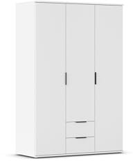 Rauch Möbel Essea, Drehtürenschrank, Kleiderschrank, Garderobe, Schrank, Kleiderschrank weiß, 3-türig, 2 Schubkästen, Farbe Alpinweiß, 127x188x52cm