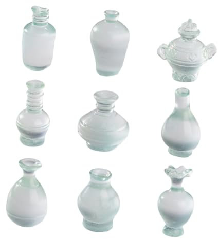 ibasenice 9pcs Micro Landscape Bottle Doll House Accessories Doll House Decor Bathroom Decorations Toy Tiny Bottle Micro Landscape Antique Vase Micro Landscape Vase Resin Transparent