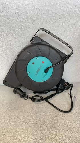 Automatische Kabeltrommel, 15 m, 3-fach Anschluss, 1,5 m Zuleitung, 180° drehbar, Wandhalterung