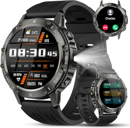 TIMU Smartwatch Uomo, 1,45 HD Orologio Smartwatch Uomo con Chiamata Bluetooth 5.3, 114+ Modalità Sportive, Sonno/Cardiofrequenzimetro/Contapassi, IP68 impermeabile Smart Watch per Android iOS, Nero