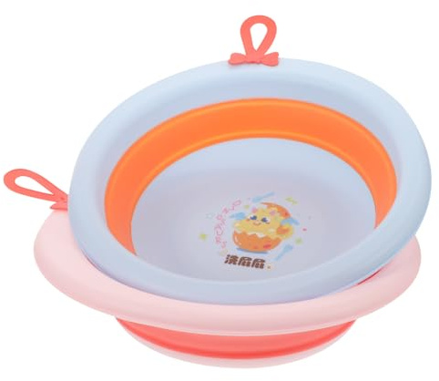 GARIOUANS 2 piezas Bañera para Bebés Lavabo Infantil Cartoon para Lavado de Cara y Cuerpo para Hogar y de Almacenar y Transportar