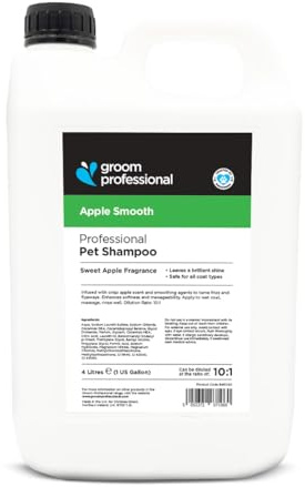 Groom Professional Apple Smooth Dog Shampoo (4 L) – Salon Size 10 : 1 Concentrate with Apple Extract, Deep Cleansing and Conditioning, Adds Shine, Removes Odours, Fresh Apple Fragrance, Made in UK