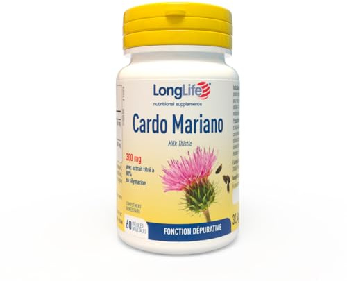 LongLife® Cardo Mariano 300 mg | Extrait végétal de chardon-marie titré à 80% en silymarine | Fonction détoxifiante | 2 mois de traitement | Sans gluten et végan