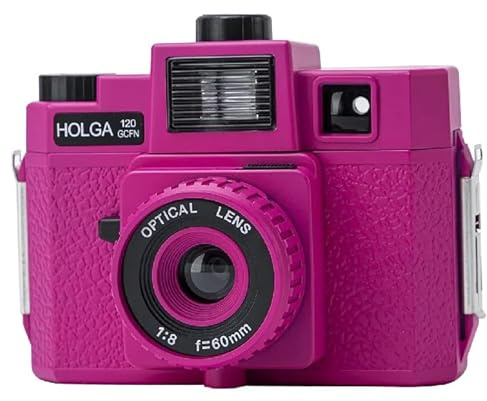 Holga 120GCFN rosa Lomo medelformat filmkamera med glaslins och blixt