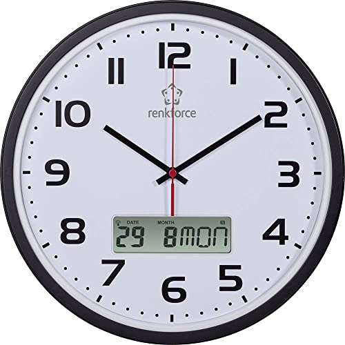 Renkforce HD-WRCL135 - Orologio da parete radio, 32 x 4,5 cm, colore: Nero