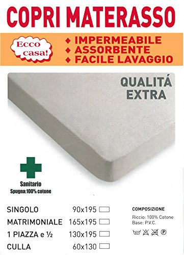 Corredocasa Coprimaterasso Impermeabile 2 Piazze 175x200x25 cm in Spugna Cerata PVC Traspirante – Protezione Letto Antiacaro, Igienico, Anallergico, Lavabile – Ideale per Materassi Alti Fino a 25 cm