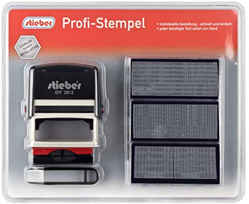 stieber Profi Stempel 5 Zeilen SUPER Maxi Set 2015: 6 Typensätze, 2 Kissen, Stempelunterlage (Bügelfarbe unten wählbar) (Bügelfarbe schwarz)