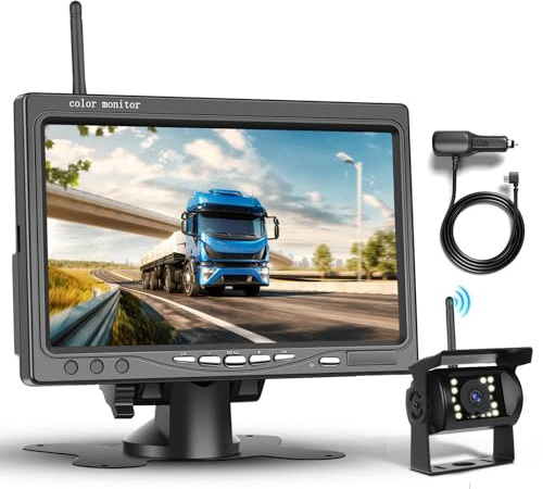 Kit caméra arrière sans Fil 1080P HD avec écran 7 Pouces, Podofo caméra de recul sans Fil pour Voiture, remorque, Camping-Car, Bus, directives de Bricolage, BSD, IP68 Waterproof