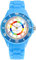 Alienwork Kids Lernuhr Kinderuhr Jungen Mädchen Hellblau Silikon-Armband Mehrfarbig Kinder-Uhr Wasserdicht 5 ATM Zeit Lernen