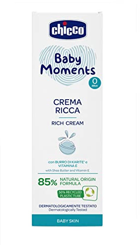 Chicco, Baby Moments Crema Corpo, con burro di Karitè e Vitamina E, Crema Corpo Bambini, 100 ml