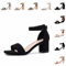 Sandaletten Damen mit Absatz Blockabsatz Absatzschuhe Riemchensandalen Sommerschuhe Schnür Heel Lack Offene Frauen Sandalen Schwarz Größe 42 EU