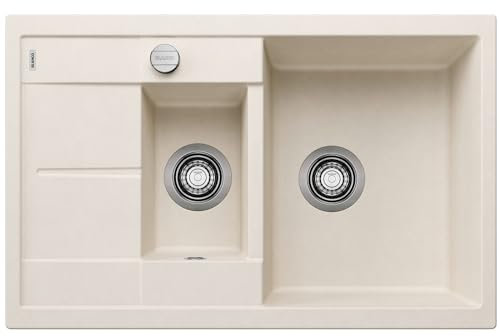 BLANCO METRA 6 S Compact | Granitspüle aus SILGRANIT softweiß | Einbauart: Einbau von Oben | reversibel | für 60 cm breite Unterschränke | Großes Becken | Reinigungsfreundliche Öberfläche