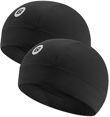 ROCKBROS Skull Cap Cooling Helmet Liner Beanie, Mesh Cycling Running Hat for Men Women, Fits Under Helmets Black
