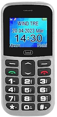Trevi MAX 20 Telefono Cellulare Essenziale con Grandi Tasti Retroilluminati, Funzione SOS e Ripetizione Vocale, Senior Phone Semplice e Affidabile per Uso Quotidiano, Base di Ricarica, Grigio