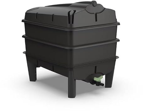 Tiger Wormery - Kit completo de compostador de gusanos – Incluye cupón de gusanos para canjear 250 g de gusanos de compostaje – Diseñado y fabricado en el Reino Unido (2 bandejas, negro)