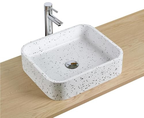 Lavabo rectangular de terrazo blanco, L 45 x D 38 cm Mila