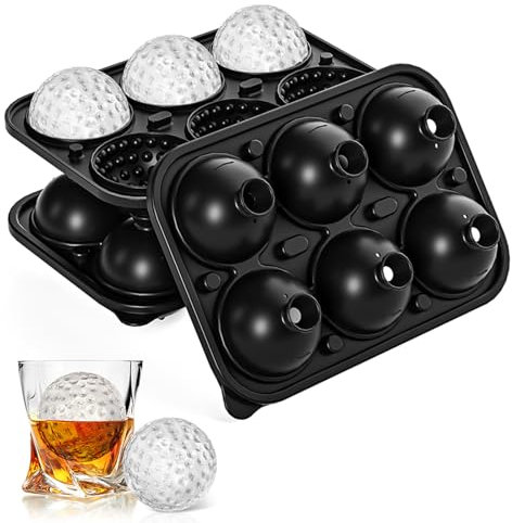 2 Pack Golf Ball Ice Cube Mold 2.1 Inch Large Golf Ball Silicone Ice Molds Fun Shapes Craft Sphere Ice Molds Novelty Christmas Gifts for Men Women Cocktails, Bourbon, Brandy, Whiskey (2, Golf Ball)