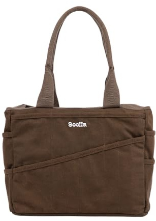 Soolla Studio Bag: Art Supply Storage & Pottery Tool Bag, Washable Craft Tote, Knitting Yarn Organizer, Crochet Projects, 30 Pockets, 20+ Canvas Colors, Gift for Artists & Teachers (Coffee Bean)