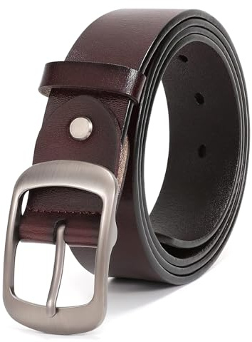 JASGOOD Women Leather Belt Brown Casual Waist Belt for Jeans Pants with Metal Pin Buckle,coffee