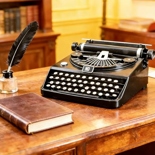 Tissting Modèle Machine à Écrire Vintage, Réplique Décorative Rétro Miniature avec Touches Fonctionnelles en Métal pour Bureau Décoration Maison