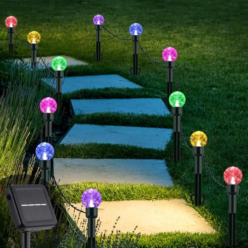 Cnulenzt Lot de 12 lampes solaires LED pour extérieur - 8 modes - Étanche IP44 - Pour jardin - Décoratif (multicolore)
