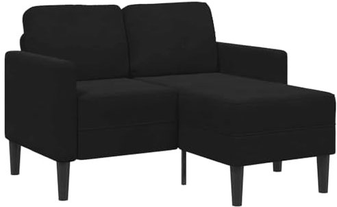 ChicAbode 2-Sitzer Sofa mit Chaiselongue L-Form Schwarz 125cm Sofa für Schlafzimmer Polstersofa Loungesofa Sitzmöbel Polstermöbel Designsofa Wohnzimmersofa Samt