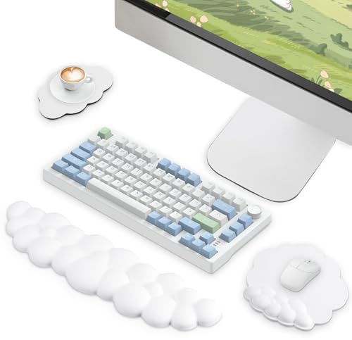 Votoko Cloud Repose Poignet Clavier Souris Avec Dessous De Verre, 3 En 1 Reposes-Poignets Ergonomique, Cuirn Synthétique, Mousse à Mémoire, Repose Poignet Nuage Pour PC Jeux Bureau Maison (Dégradé)