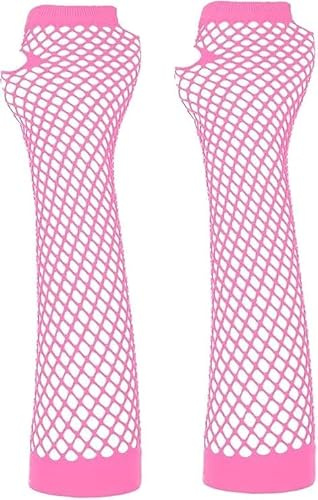 Womens Long Fishnet Fingerless Gloves Net Mesh Gloves 80s Fancy Dress Costume Party Accessory Party Supplies