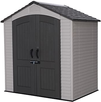 Lifetime 60057 7 Ft. x 4.5 Ft Outdoor Storage Shed with Steel-Reinforced Walls, Tan