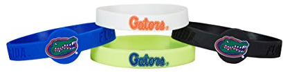 Aminco CCP-BC-283-02NCAA Florida Gators Silicone Bracelets, 4-Pack, Team Colors, 1/2 wide with 1 round