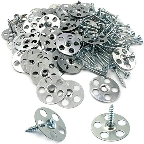 ESINO 120 Pcs 36mm Easy Fix Washers - Tile Backer Board Washers with Screws for Plasterboard, Tile Backer Boards, XPS Insulation